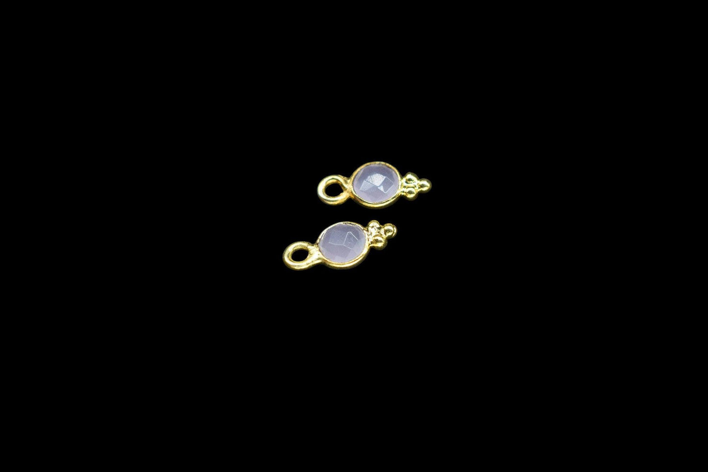 Rose Quartz Charms Connector/Handmade Jewelry/Gold Plated Connector/Tiny Pendant/Rose Quartz Pendant/Round Shape Connector/Gemstone Charms