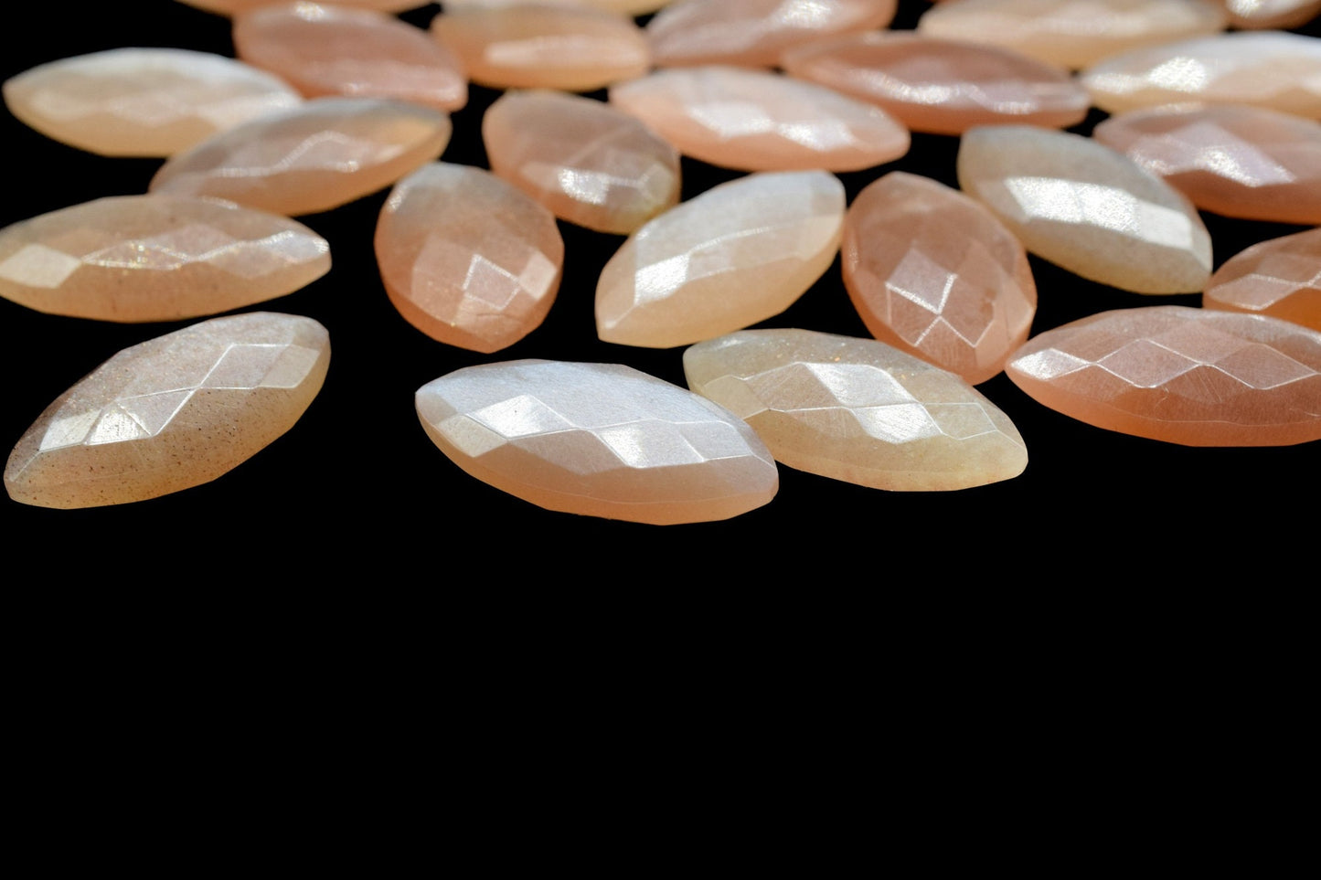 Peach Moonstone 10x20mm Marquise shape Faceted Hand Cut Gemstone Briolette,Marquise Shape Briolette - Loose Gemstone -,gemstone briolettes