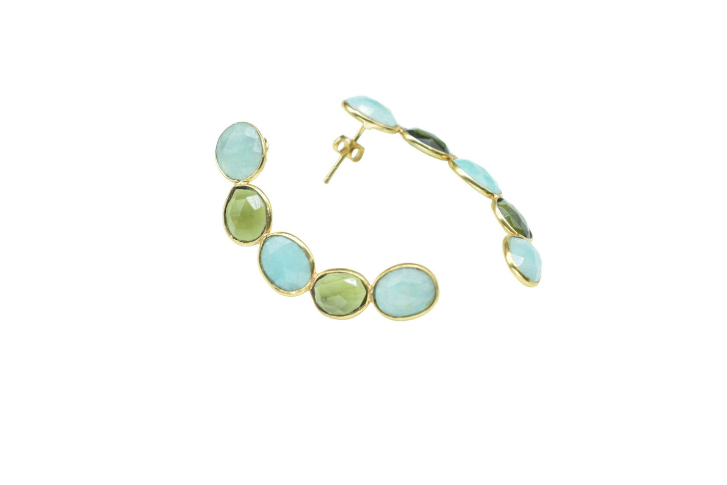 Gemstone Amazonite Earring/Bridal Earring/Gold Plated Earring/Women Earring/Green Tourmaline Earring/Amazonite Jewelry/Handmade Earring/Gift