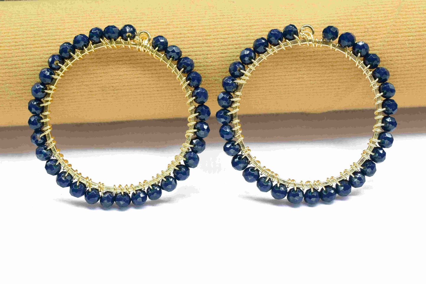 Blue Agate Wire Wrapped Dangle Connector,Circle Pendant Components,Handmade Earring,Beaded Hoop Earring,Finding Component Blue Agate Jewelry