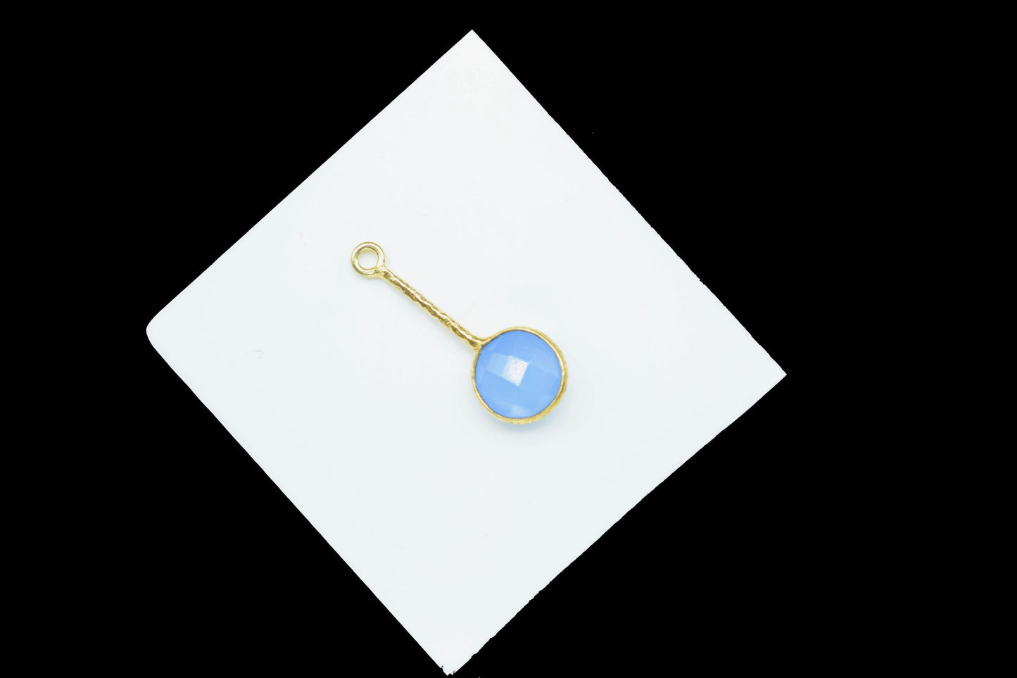 Blue Chalcedony Pendant/Gemstone Component/Single Bail Charm/Necklace Pendant/Round Shape Charm/Wholesale Supply/Gold Plated Jewellery/Gift