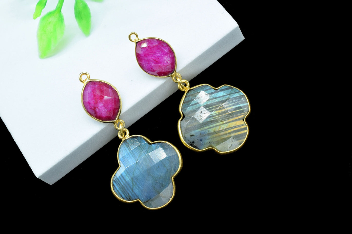 Labradorite Dangle Component pendants,Multi Stone Dangle Earring,Necklace Connector,Ruby pendant Charms,Gemstone Bezel pendant,Handmade Gift