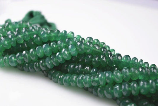 Natural Green Onyx Faceted Rondelle 6mm Beads,Best Quality Green Onyx Faceted Rondelle Beads 8 Inches String,are Beads Faceted Gemstone Bead