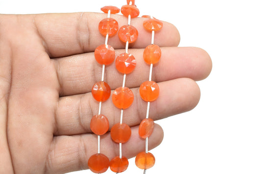 Carnelian 9mm Coin Briolettes,Carnelian Briolettes strand,Jewelry making beads,craft beads,Carnelian Round shape Briolettes,Carnelian beads