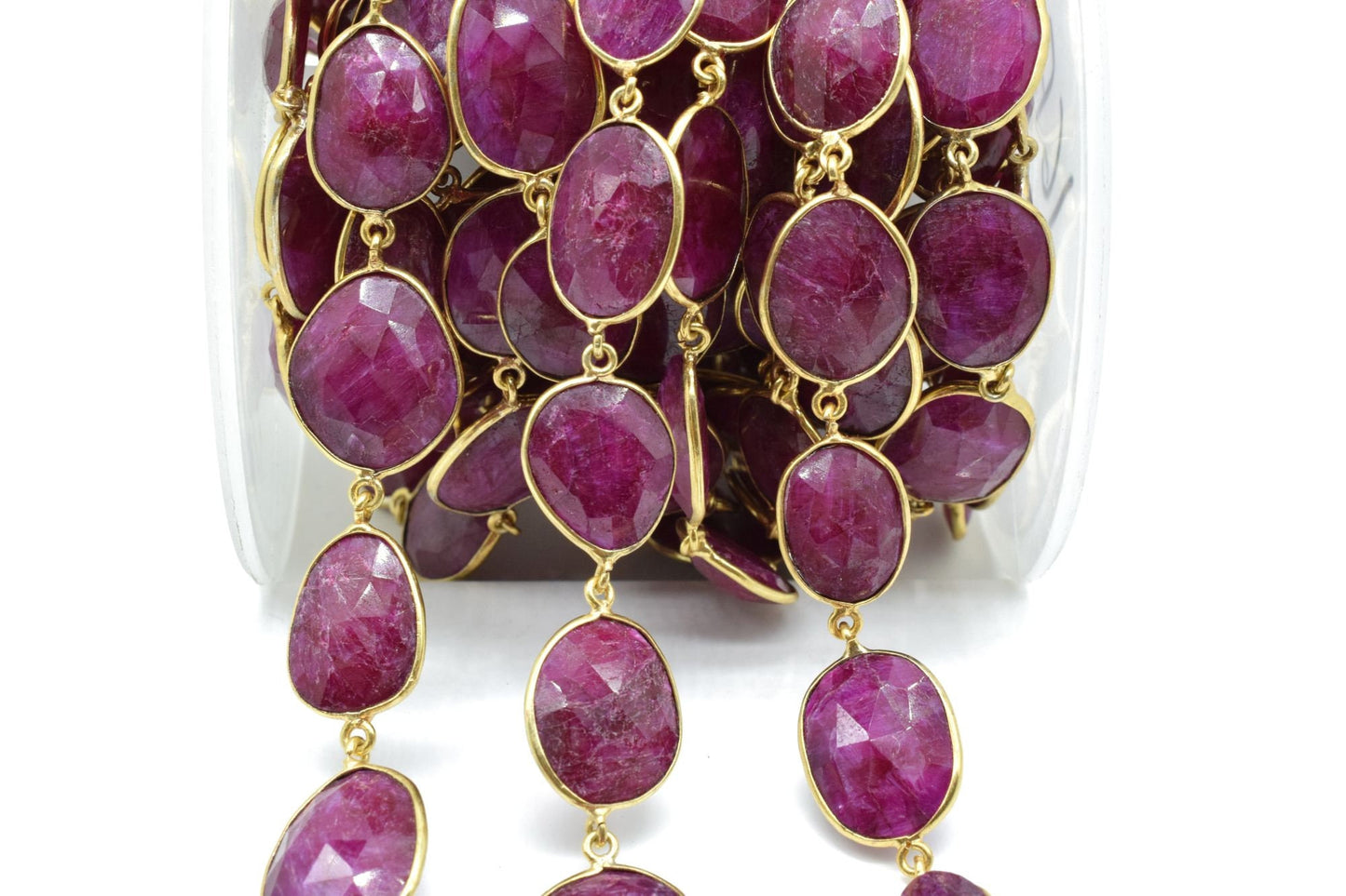 Ruby connector link Chain-Ruby Bezel Chain,Ruby free Shape Connector Chain,Ruby station link chain,Ruby handmade link chain,Ruby connectors