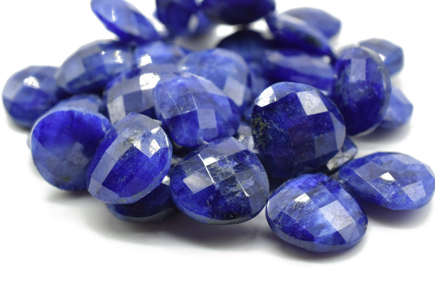 Blue Sapphire AAA Quality Faceted 14mm Heart Shape Briolettes,Blue Sapphire briolettes for making jewelry,Blue Sapphire Heart Shape beads,