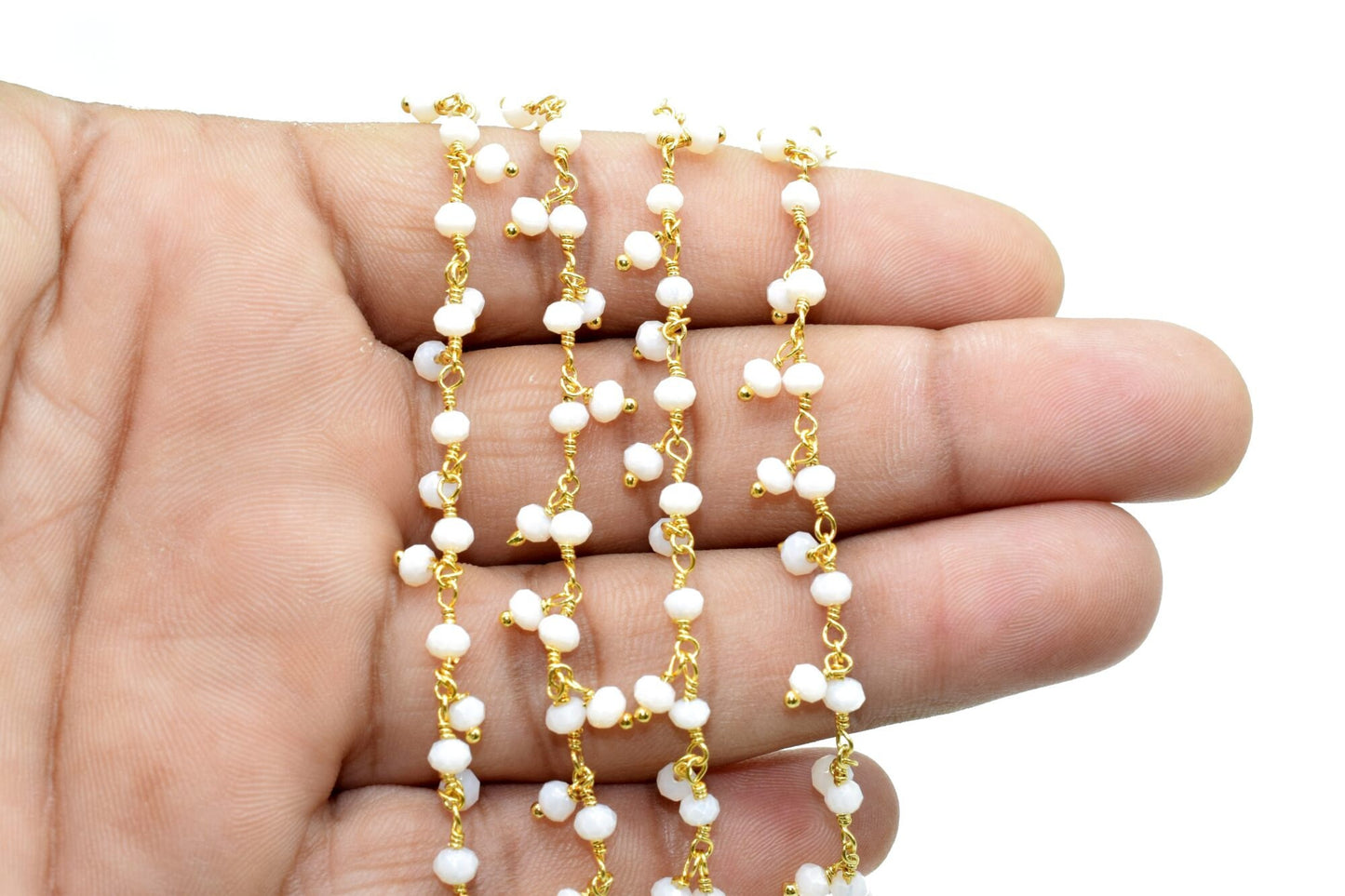 Chalcedony Cluster Beaded Chain,Bead Chain,Dangling Chain,Thick Chain, Gold Wire Wrapped chalcedony Beaded chain,Handmade beaded chains