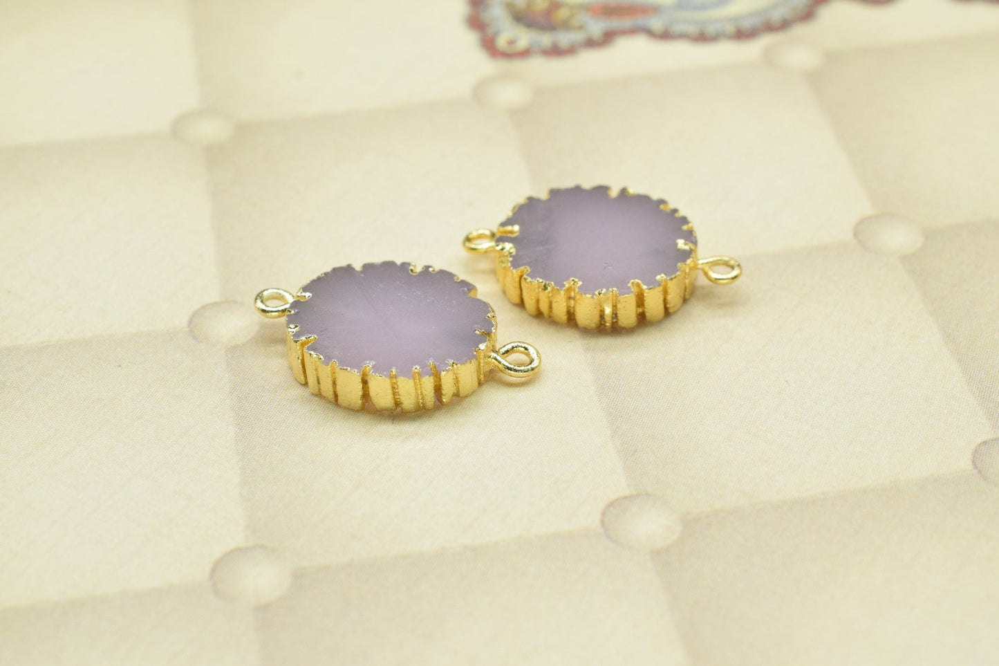 Rose Chalcedony Double Bail Connectors,Cabechon Pendant Charms,Handmade Pendant,Rose Quartz Jewelry,Oval Shape Pendants,Gemstone Component