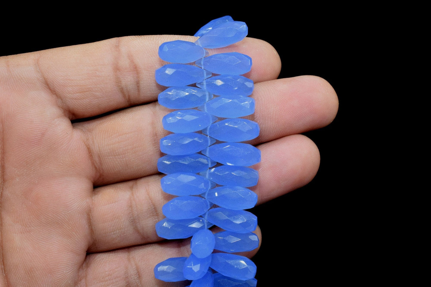 Blue Chalcedony Faceted Teardrop Briolette, Jewelry Making Supplies, Handmade Chalcedony Briolette,6x16mm Faceted Brioletts,Gemstone Jewelry