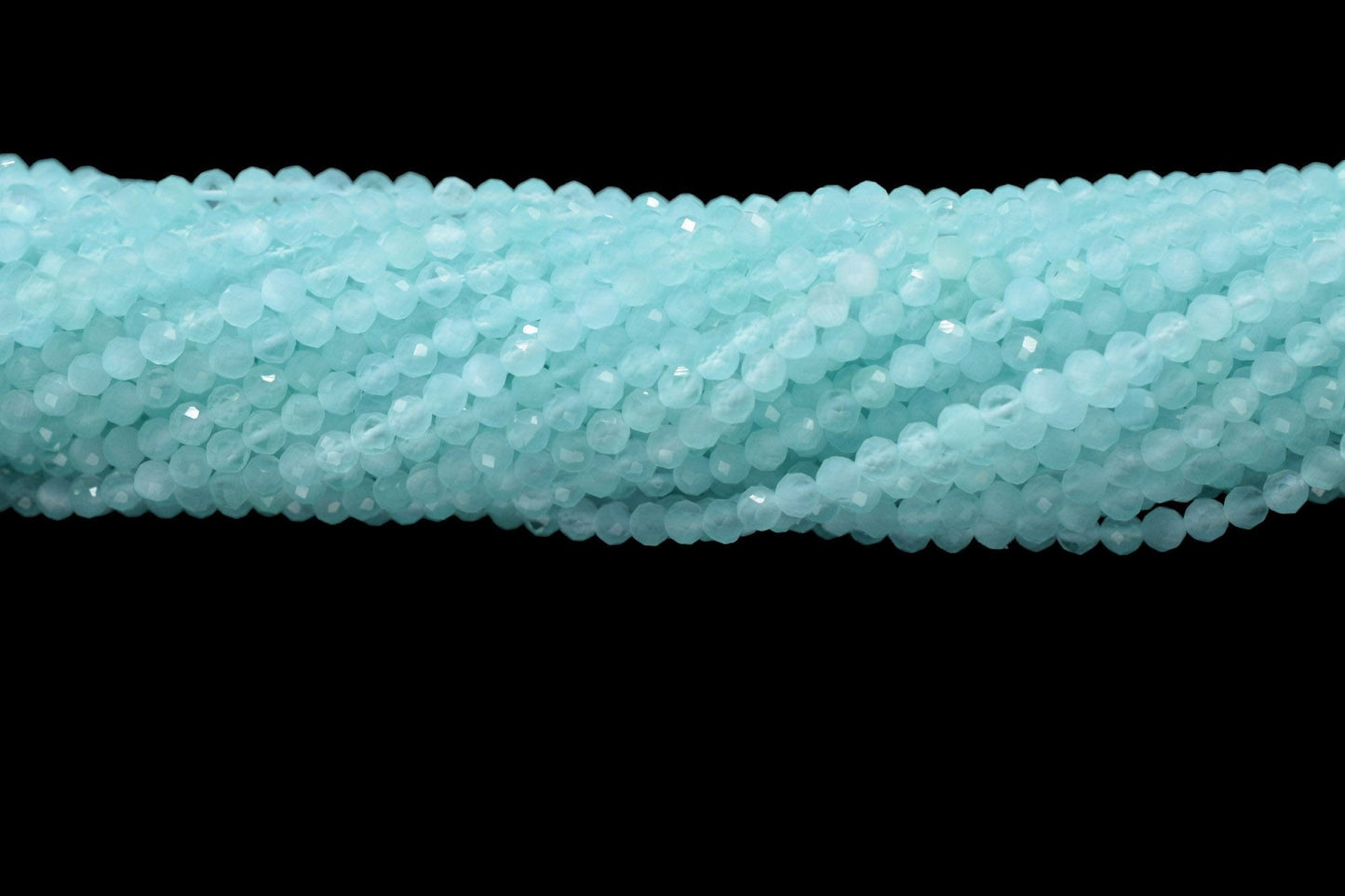 Aqua Chalcedony AAA Faceted beads/Aqua Stone Beads/Rondelle Beads/Jewerly Making Beads/Micro Cut Beads/Loose Gemstone Beads/Wholesale Beads