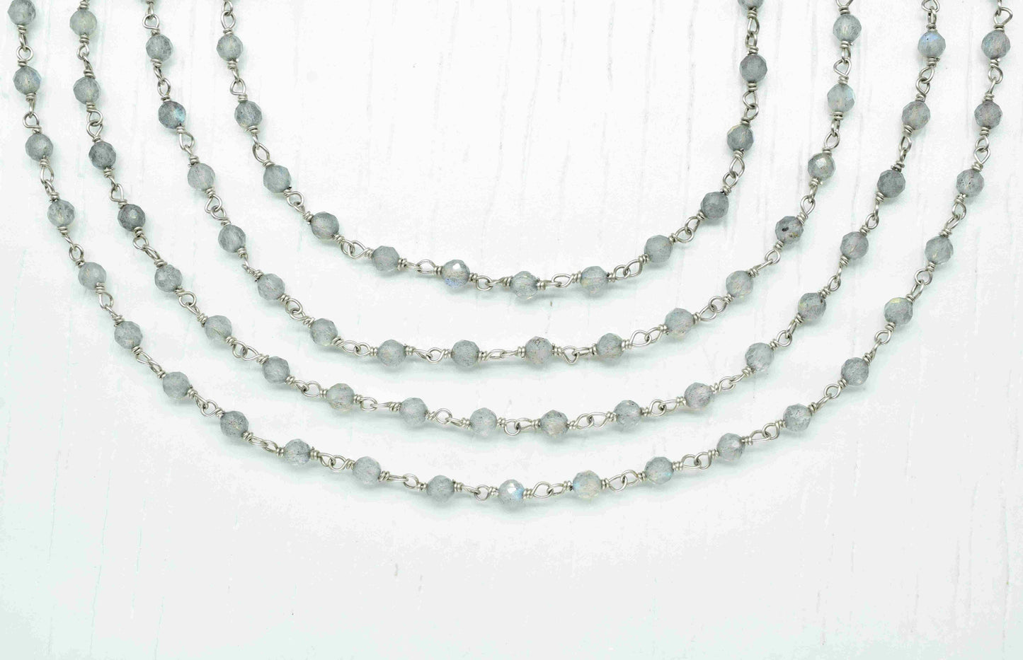 Natural Labradorite Beaded Chain,Labradorite vermeil bead chain,Labradorite 3mm Beaded Chain,Labradorite Gold Plating Wire Wrap Brass chain