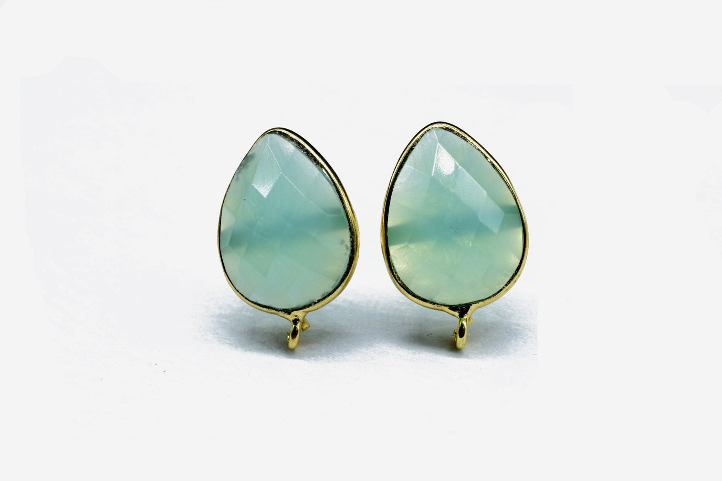 Aqua Chalcedony Earring Connector,Jewelry Making,Ear Post Studs Connector,Single Bail Earrings Connector,Finding Earring Connector,Gift