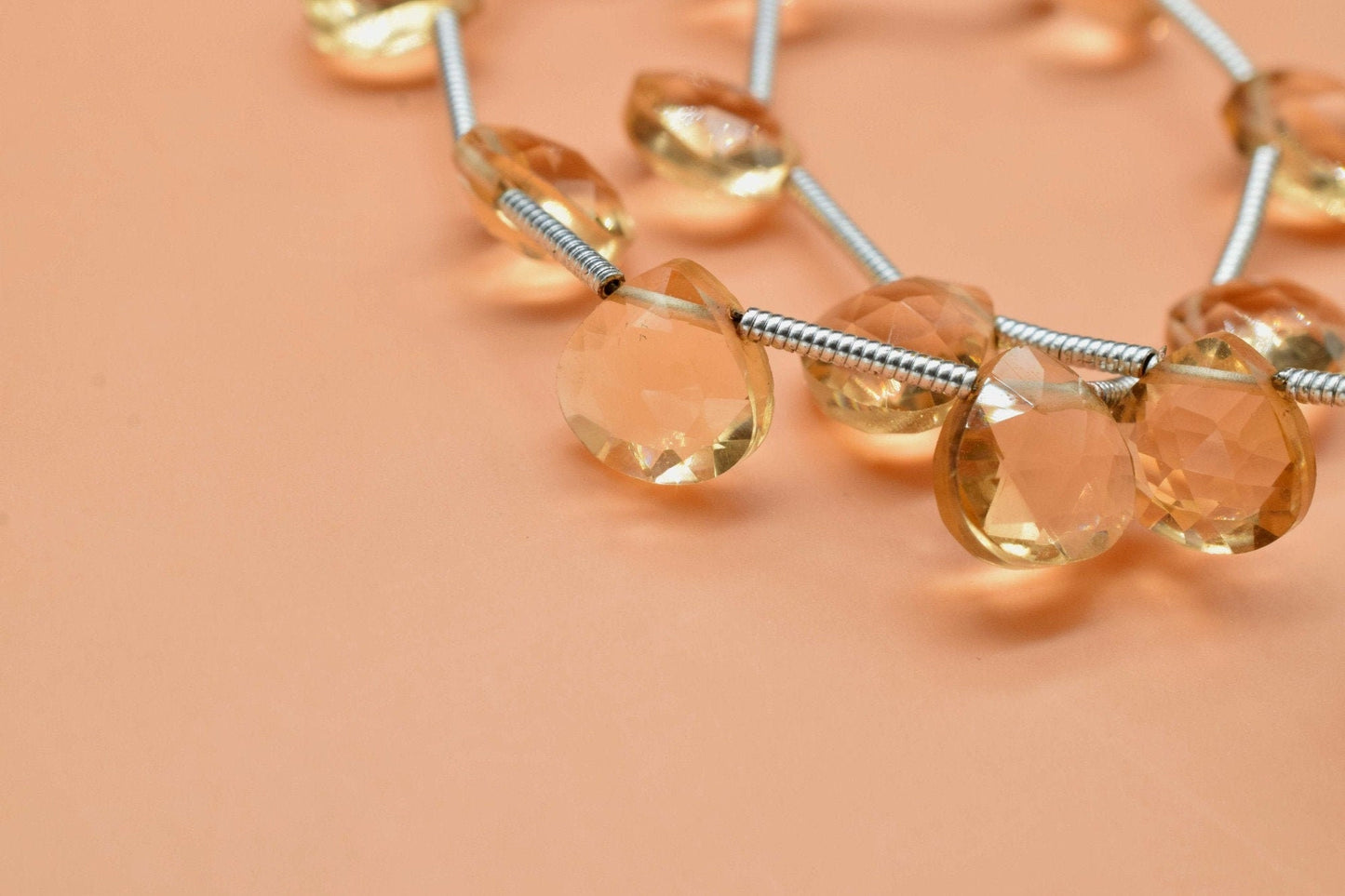 Citrine Faceted 8mm Heart Shape Briolette,Semi-Precious Gemstones briolettes,Gemstone Heart Shape Briolettes,Jewelry Making Supplies,craft