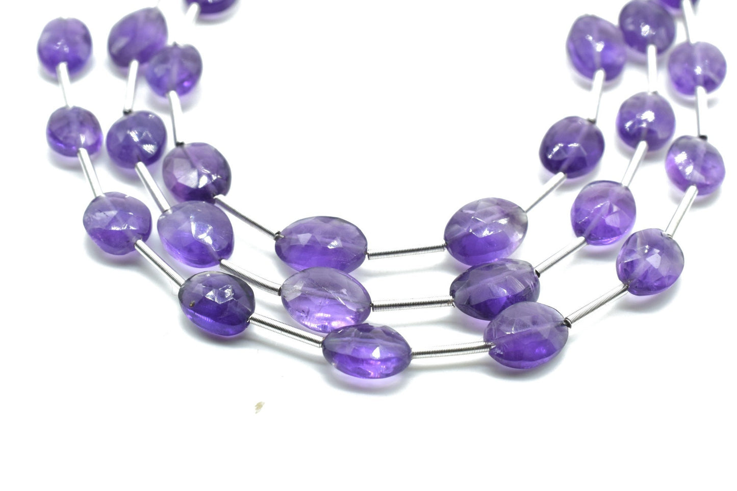 Amethyst Oval Shape 8x10mm briolettes,Vertical Top Drilled briolettes,Faceted Oval Briolettes,Good quality Oval Facet Briolettes,Amethyst