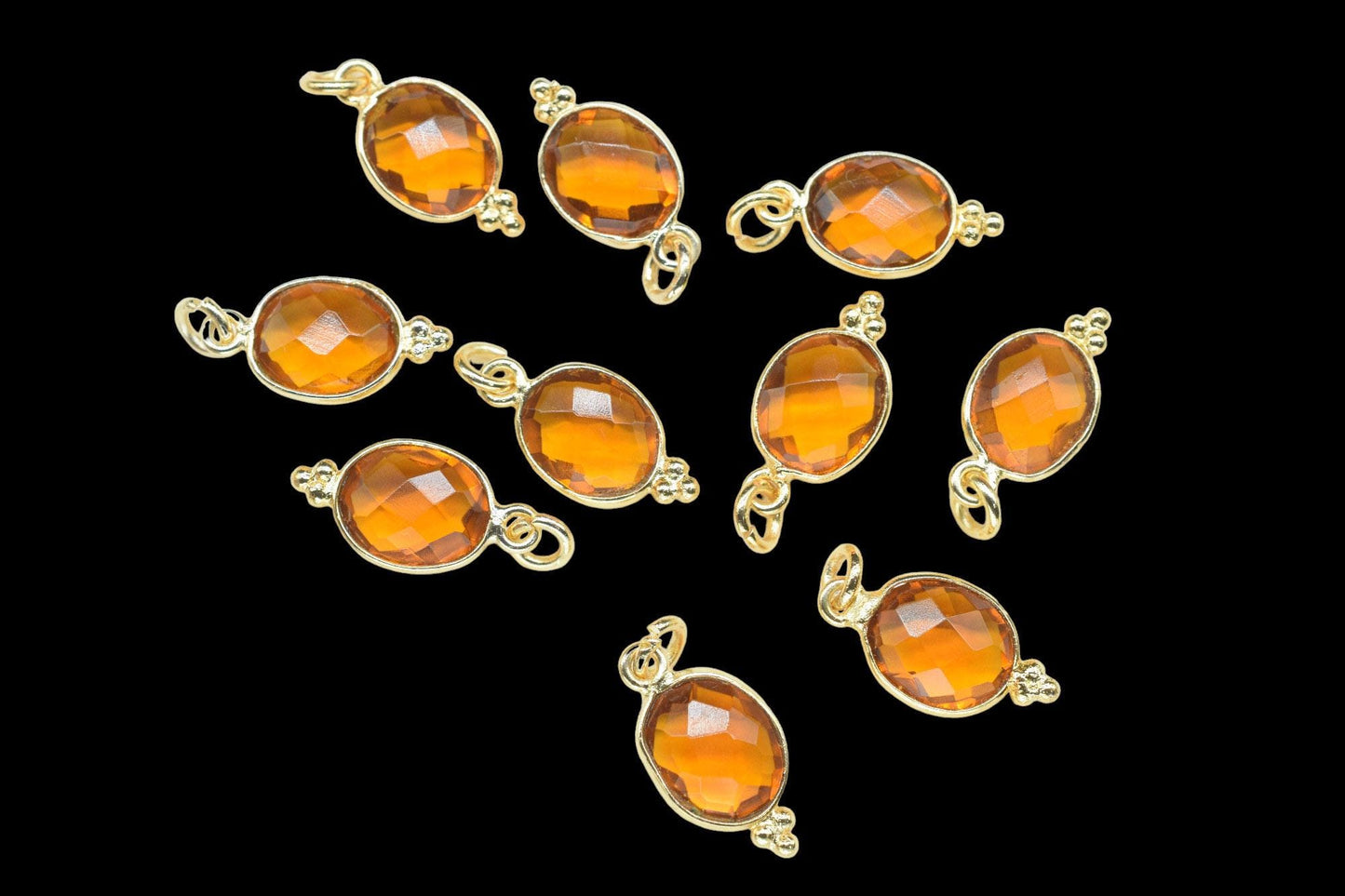 Citrine 8x10 oval,single Bail Connectors,Citrine Pear Shape Charms,Citrine Gold Plated Bezels,Jewelry Making Charms,Citrine charm,B'day Gift