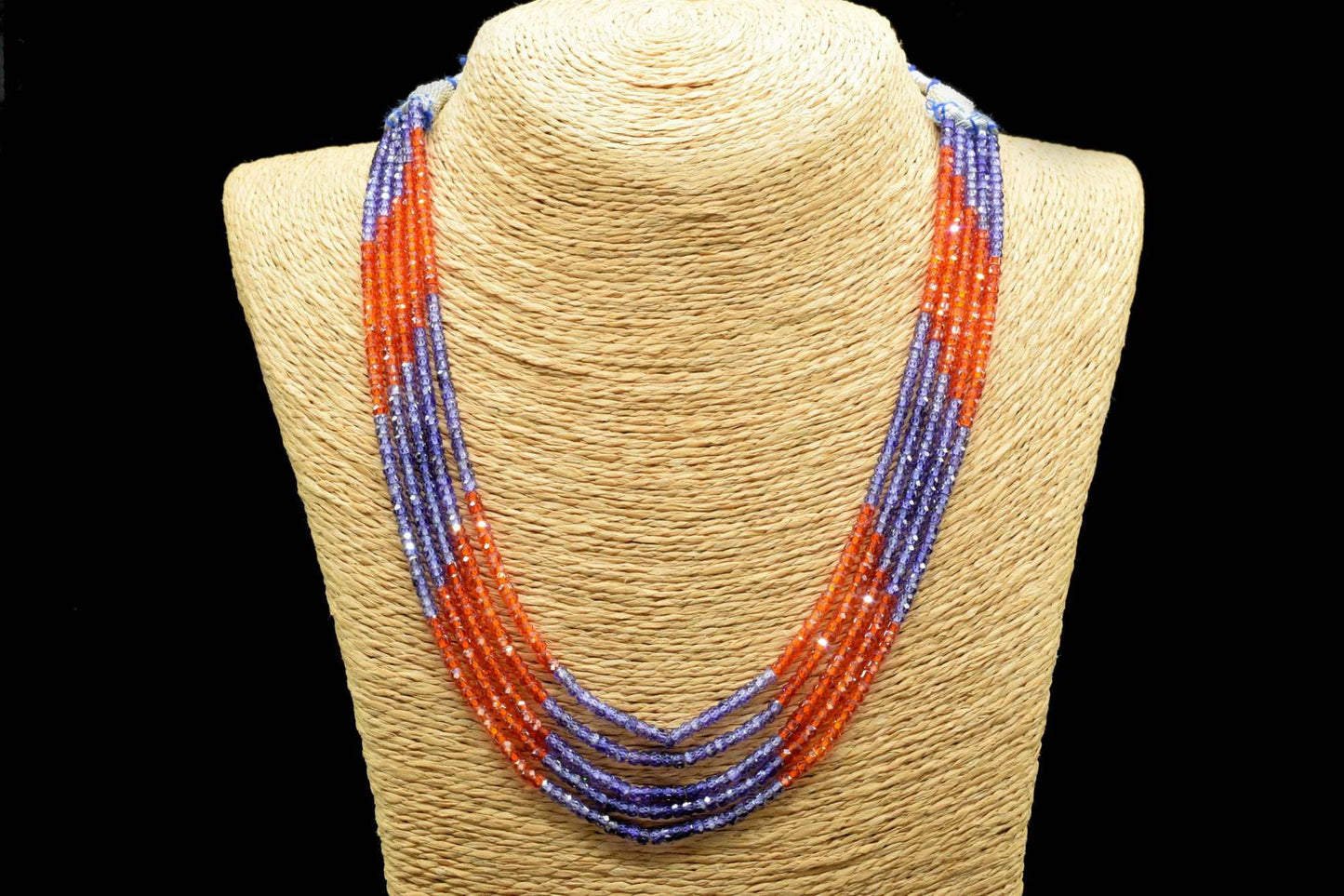 5 String Of Multi stone Necklace,Natural Cubic Zirconia Beads Necklace,Cubic Zirconia Muliti Color Beads Necklace,Cubic Zirconia Necklace,