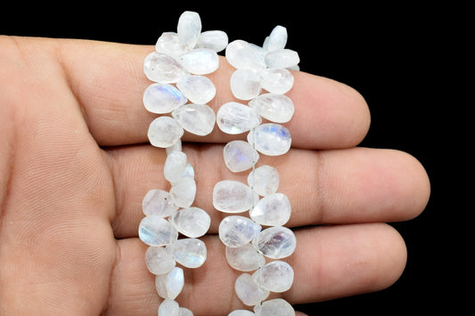 Moonstone pear Shape beads,Rainbow Moonstone Briolette,6x8mm teardrop faceted ,AAA Quality Briolette,9''pear shape strand,teardrop faceted