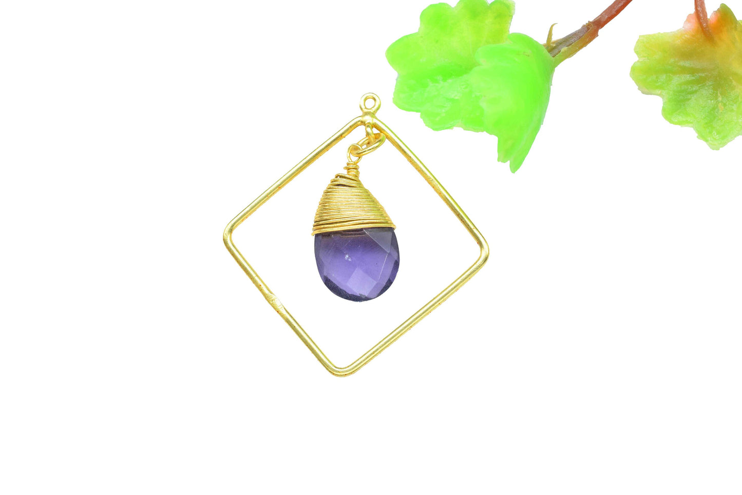 Gemstone Square Connectors,Teardrop Beads Dangle Earring,Station Link Supply,Handmade Jewelry,Finding Square Pendant,Wire Wrapped Component