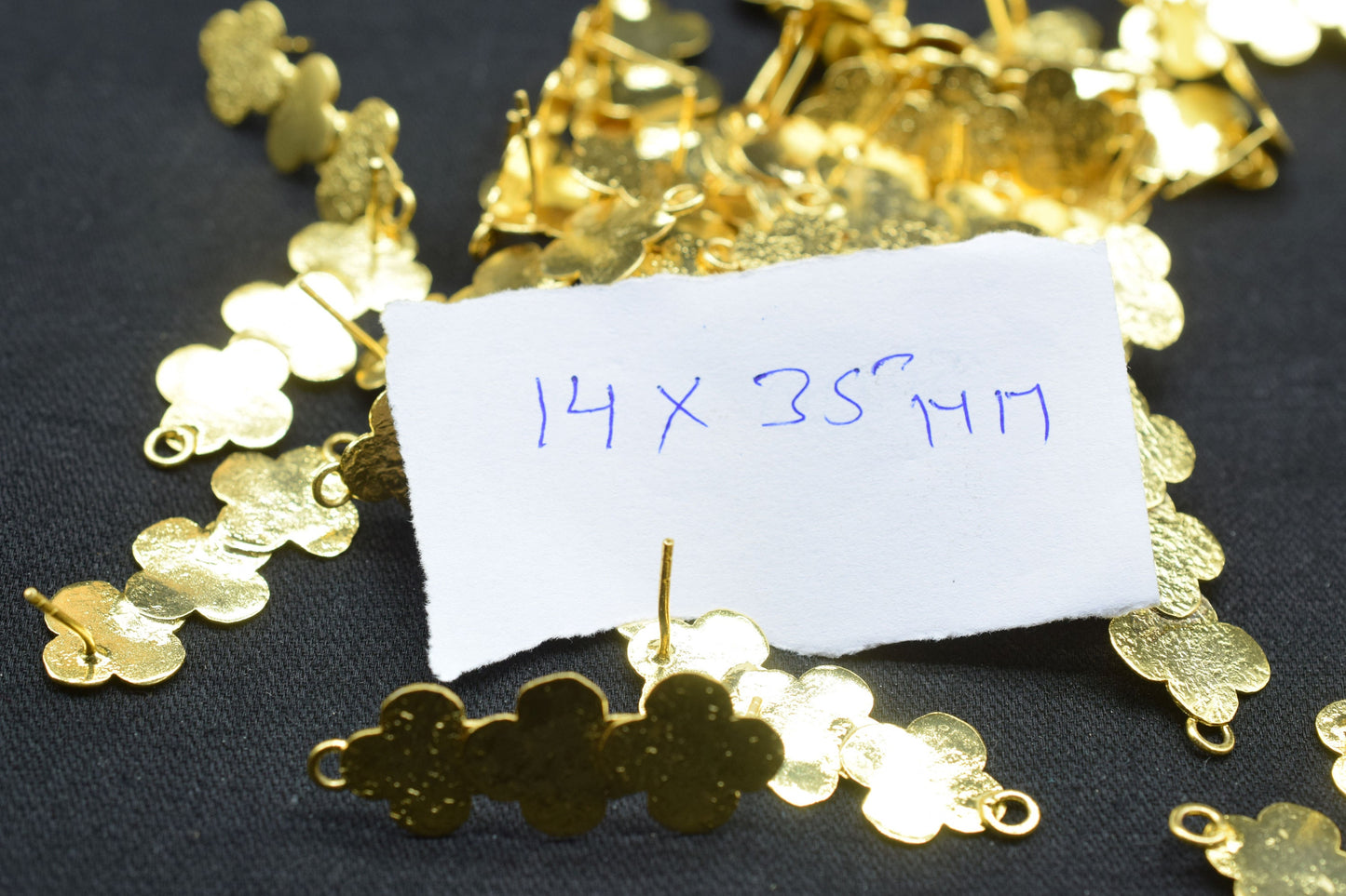 Brass Earring Connector,Clover Shape Earring charms,Gold Plated Brass Jewellery,Earring Post connector,Brass Earring parts,Earring connector