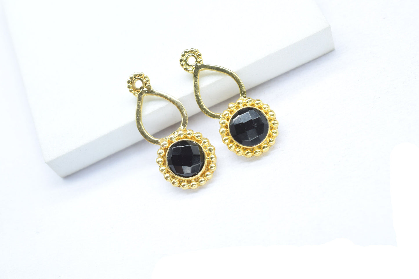 Black Onyx Designer Pendant/Jewelry making Stone/Black Onyx Pendant Charm/Onyx Handmade Jewelry Component/Round Shape Stone/Connector/Gift