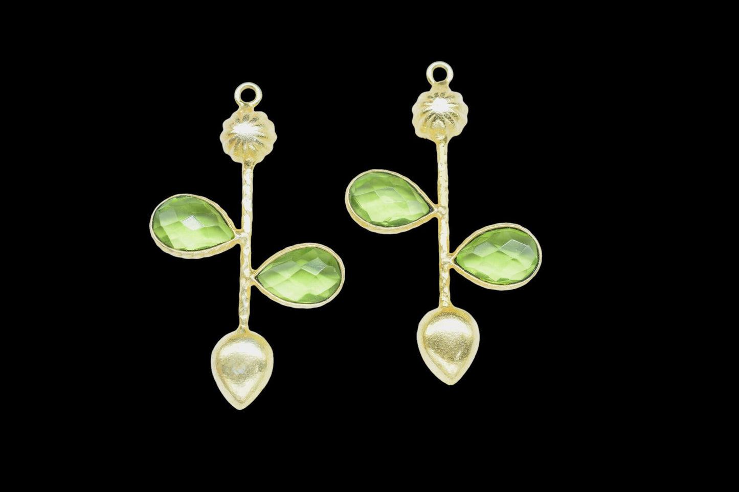 Peridot Teardrop Faceted Bezel Connector,Green Gemstone Pendant,Gemstone Findings,Green Peridot Teardrop Pendant Charms,Brass Frame Gemstone