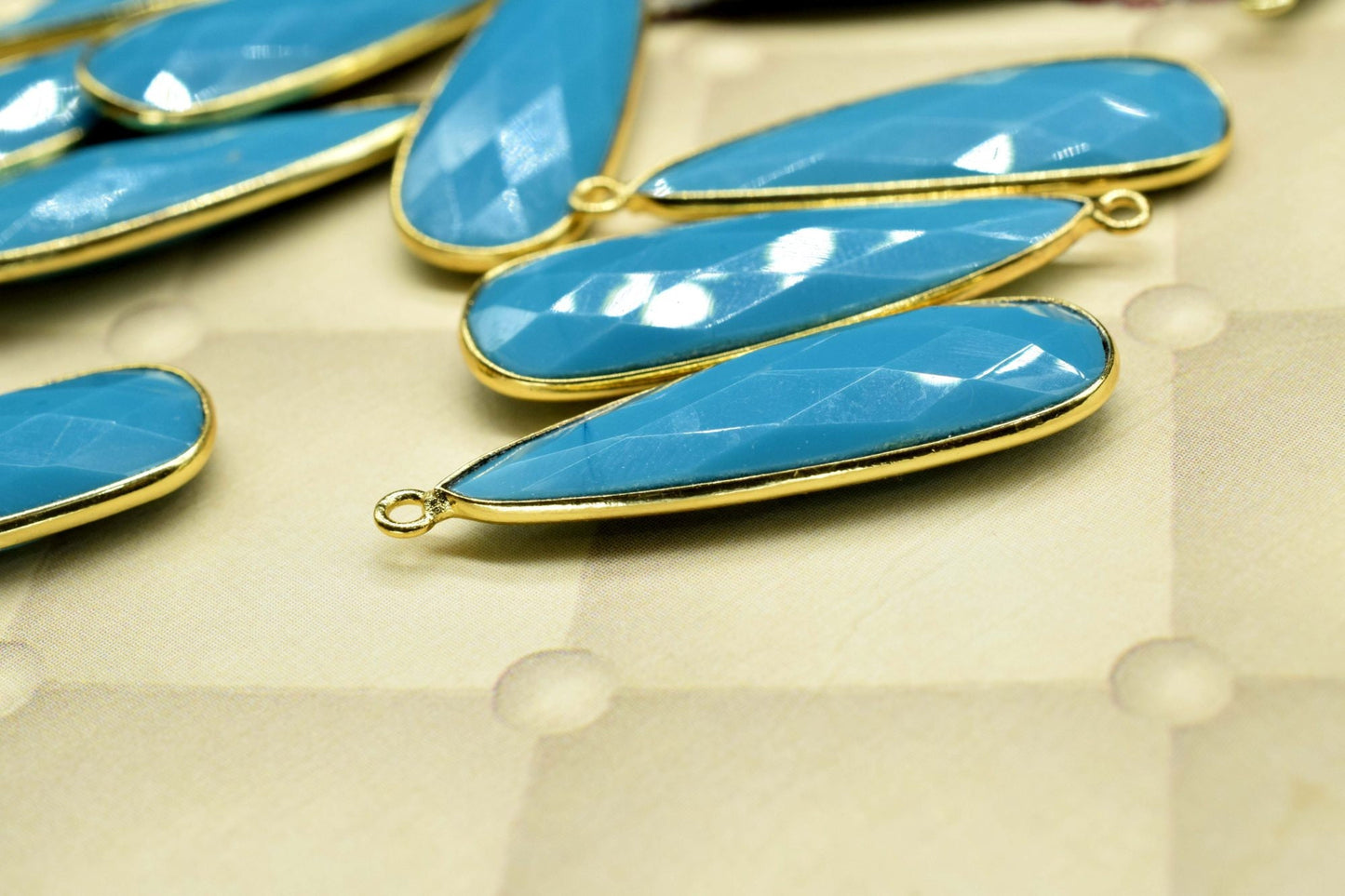Blue Turquoise 10x30mm Teardrop Charm,Turquoise Gemstone Connector silver Plated Bezel,Single Bail Connector,Teardrop Shape Pendant