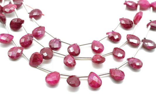 Ruby 6x8mm TearDrop Briolettes,Red Corundum Briolettes,Jewelry making beads,Supplies beads,Ruby Pear shape Briolettes,Dyed ruby Briolettes