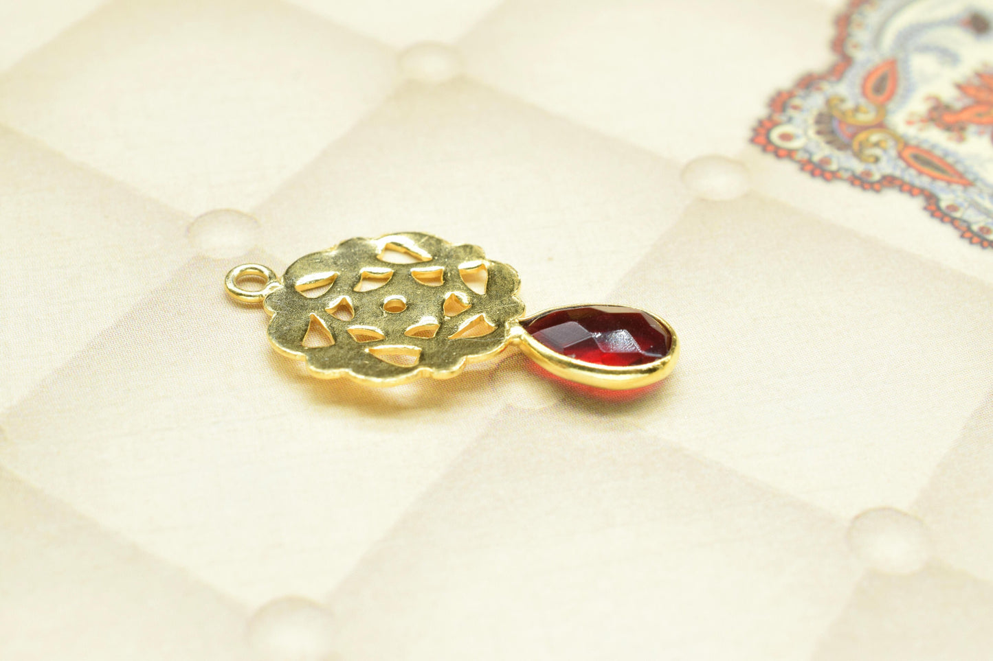 Garnet Teardrop Pendant/Single Bail Charms/Garnet Faceted Gemstone Pendant/Handmade Earring/Earring Making Bezel/Pear Shape Garnet Earring