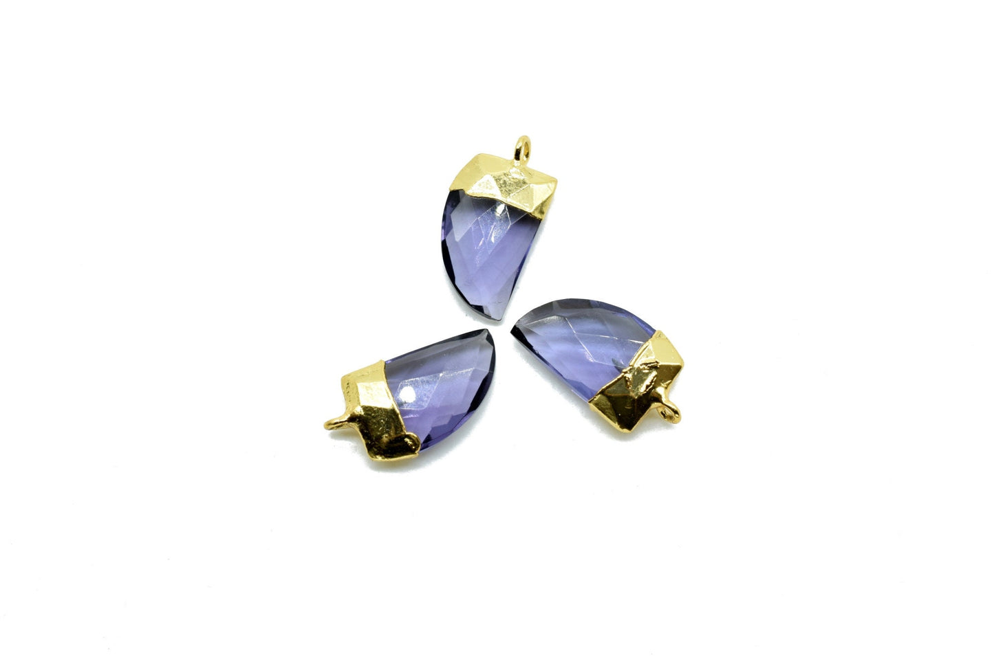 Amethyst 10x15mm Horn shape single bail charms,Amethyst fancy pendant,Amethyst Gold Plated bezel,jewelry making charms,Horn connectors charm