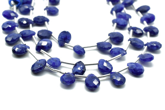 Blue Sapphire 6x8mm TearDrop Briolettes,Sapphire drops,Jewelry making beads,Supplies beads,Sapphire Pear shape Briolettes,Briolettes strand
