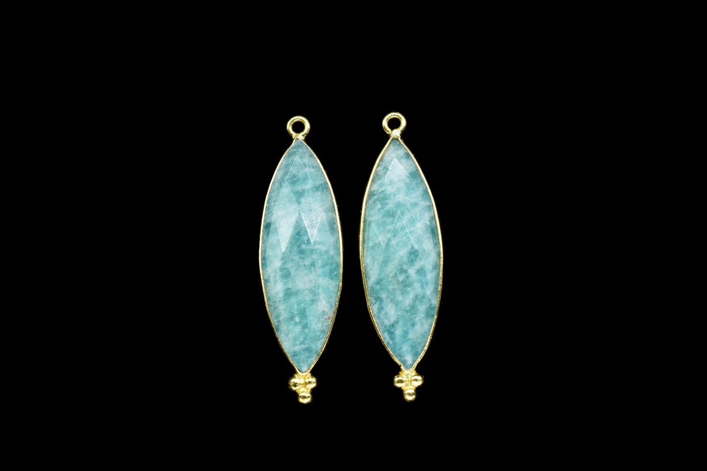 Amazonite 10x30mm Bezel charms,Amazonite Gemstone Connectors,Station Bezel Link Jewelry Supplies,Amazonite Jewelry,marquise Shape Pendant