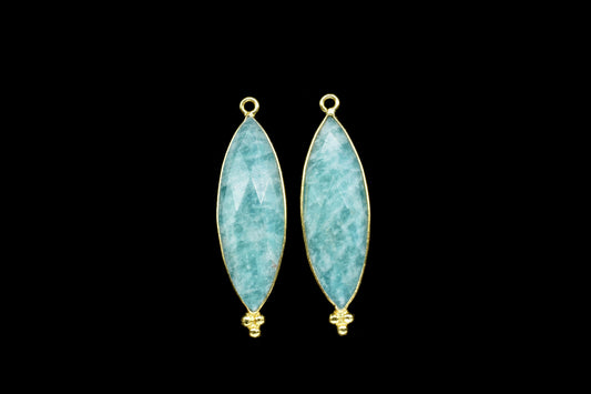 Amazonite 10x30mm Bezel charms,Amazonite Gemstone Connectors,Station Bezel Link Jewelry Supplies,Amazonite Jewelry,marquise Shape Pendant