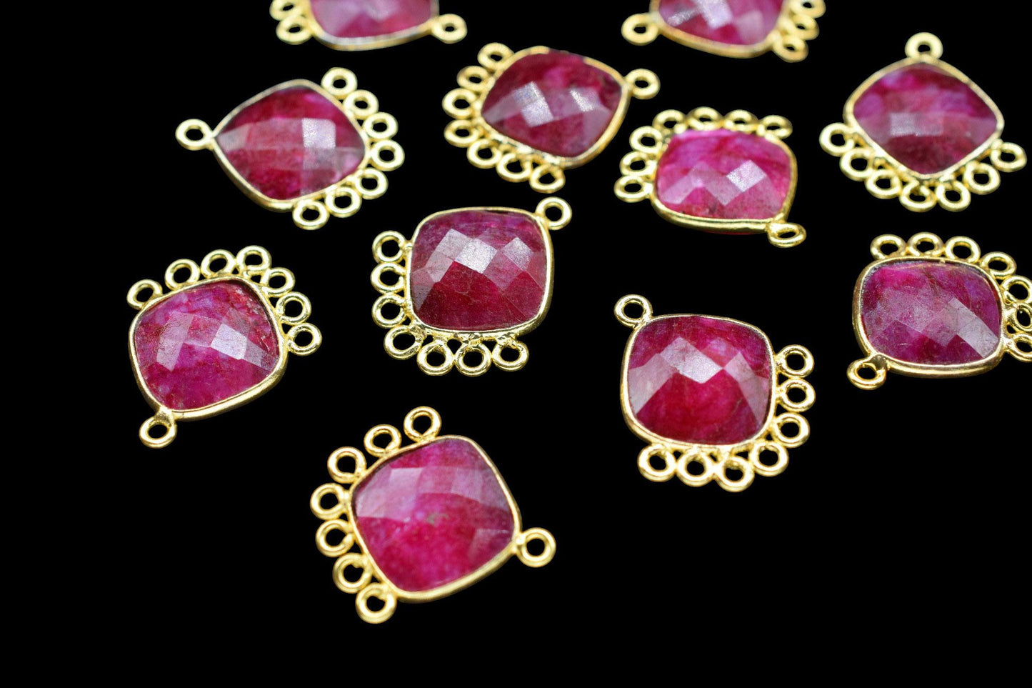 Natural Ruby 14mm Cushion Bezel Charms/Gemstone Single Bail/Component charm/Handmade Jewellery Connectors/Women Jewelry/Handmade Connector