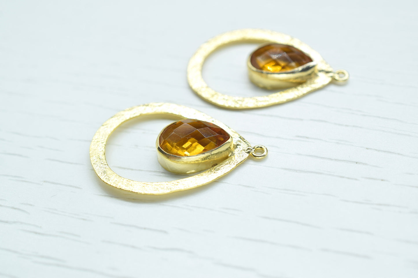 Citrine Gemstone Pendant/Pear Shape Pendant/Bezel Pendant/Jewelry making Stone/Gold Plated Jewelry/Citrine Connector Jewelry/Handmade/Gift