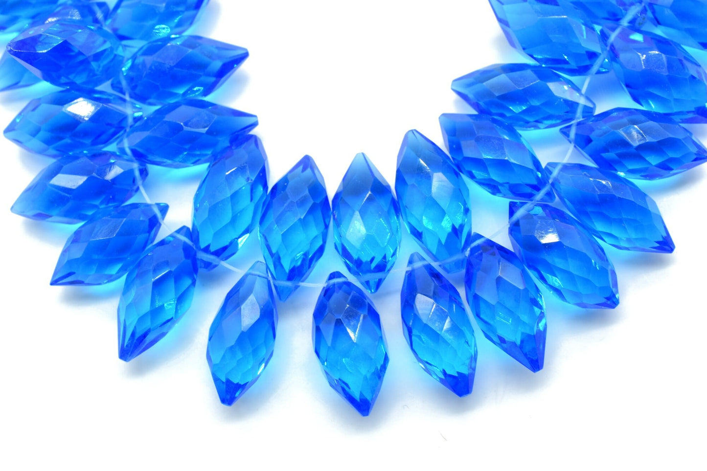 Blue Topaz Dew Drop Foxtail Beads,7x14mm Dew Drop briolettes,Fancy Cut Dew Drop Foxtail Briolette,Foxtail Gemstone Beads,Matched Pair Beads