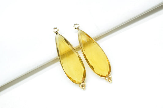 Citrine Quartz 10x30mm Bezel charms,Citrine Pendants,Jewelry making Connectors,Yellow Gemstone Bezel Connectors,Designer Bezel charms,Gifts