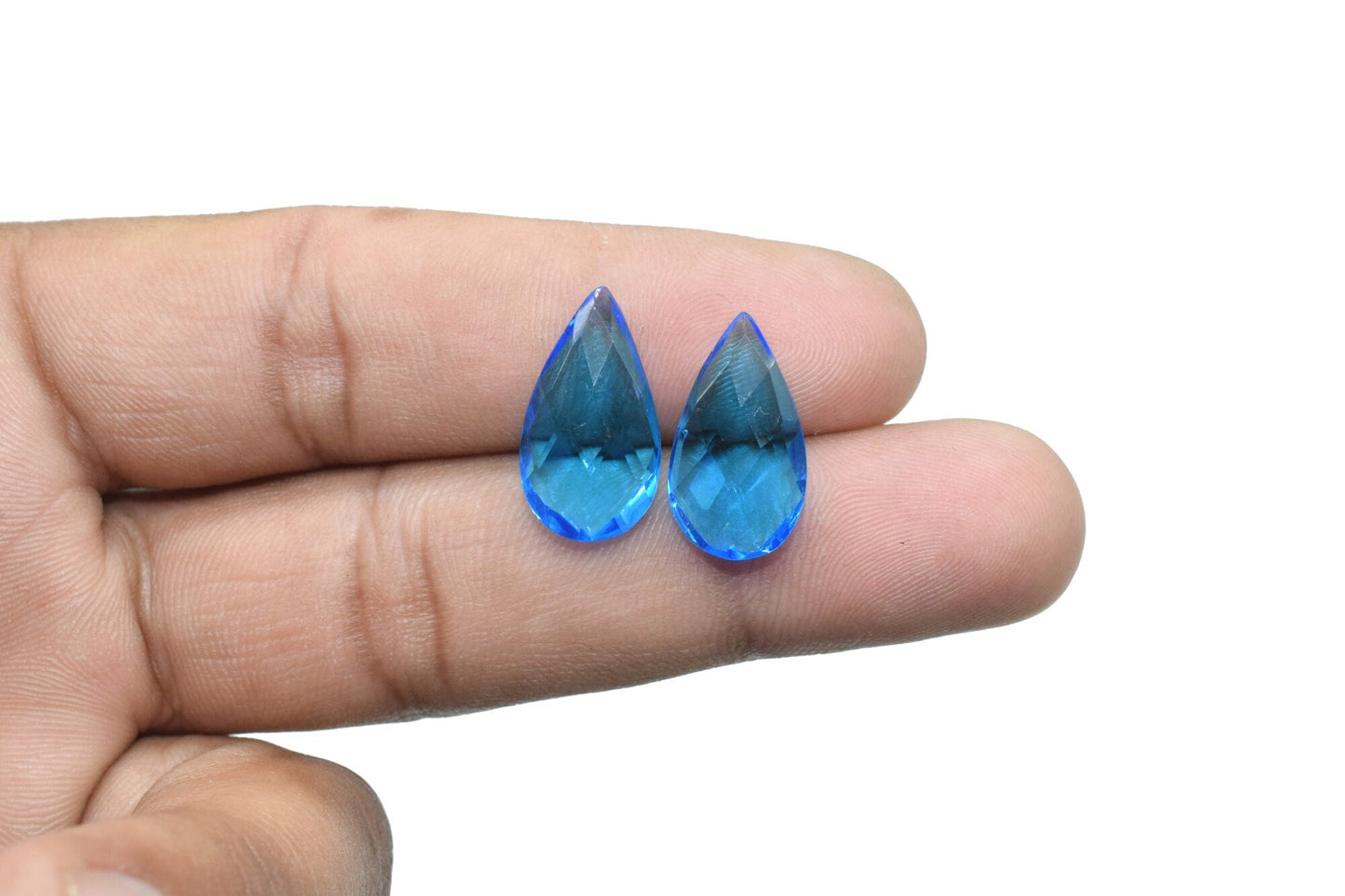 London Blue Topaz Faceted Pear Shape Briolettes,10x18mm Pear Shape Beads,Blue Topaz Briolettes,Faceted Pear Beads,Blue Topaz Jewelry Beads,