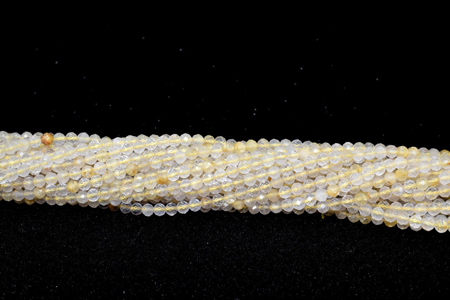 Golden Rutilated Quartz beads,3mm quartz beads,golden beads,Tiny rutile beads,Faceted Rondelle Beads,jewelry making beads,micro faceted