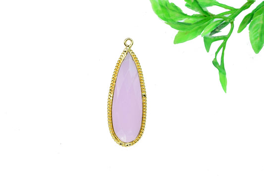 Rose Quartz Gemstone 10x30mm Pear shape charm,Rose Quartz Checker Board cut Pendant,Gemstone connector,Rose Quartz Pear Pendant Jewelry,Gift