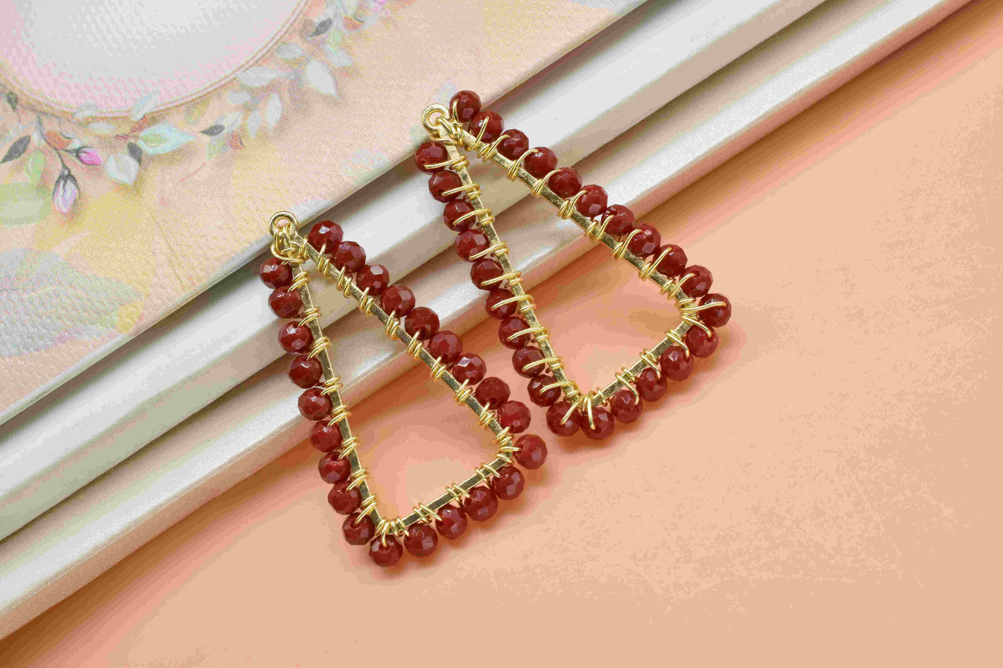 Natural Ruby Wire Wrapped Dangle Earring,Gemstone Component,Handmade Beads Earring Connector,Finding Necklace,Ruby jewelry,Component Jewelry