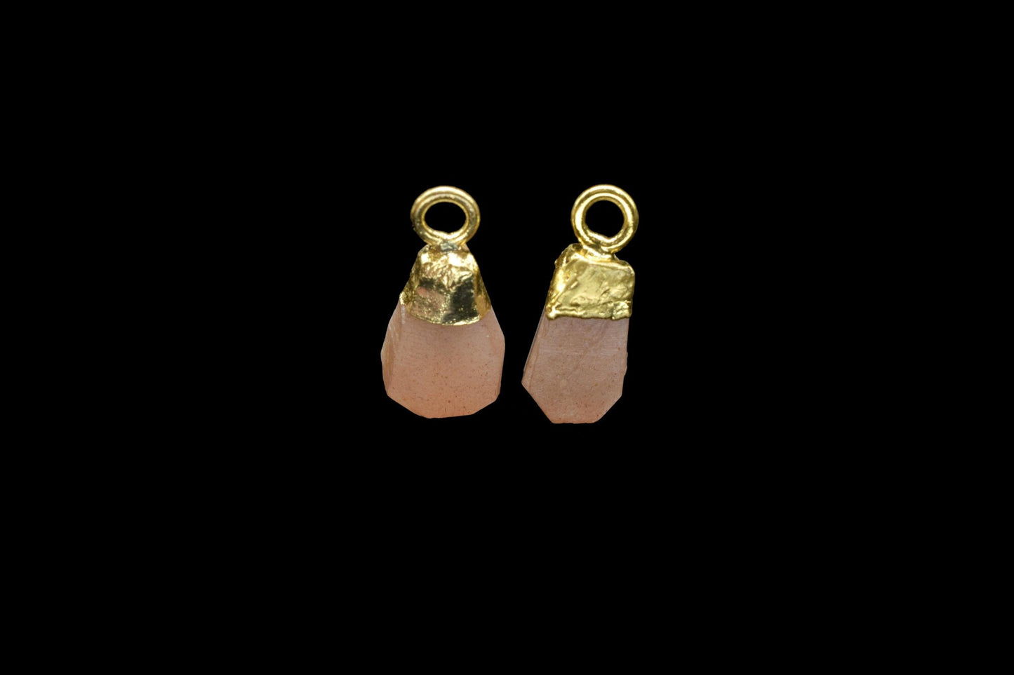 Peach Moonstone Raw Pendants,Gemstone Pendant, Moonstone Pendant Connectors Jewelry Necklace,Rough Electroplated Chams,Loose Stone Pendant