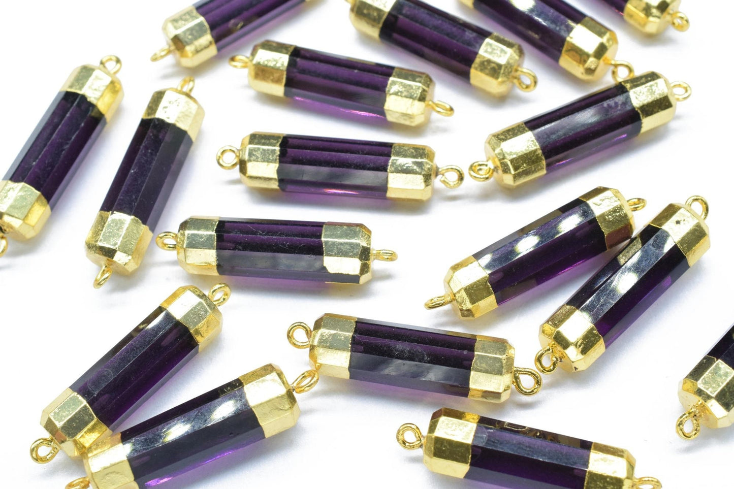 Amethyst Pointed Pendants,Double Bail Point Connectors,Amethyst Jewelry Making Supply,Pencil Pendant,Handmade Pencil Charms,Purple Gemstone