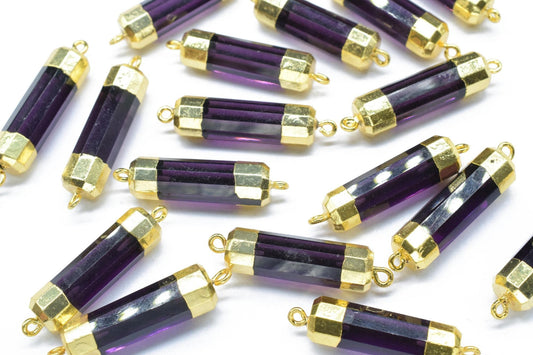 Amethyst Pointed Pendants,Double Bail Point Connectors,Amethyst Jewelry Making Supply,Pencil Pendant,Handmade Pencil Charms,Purple Gemstone