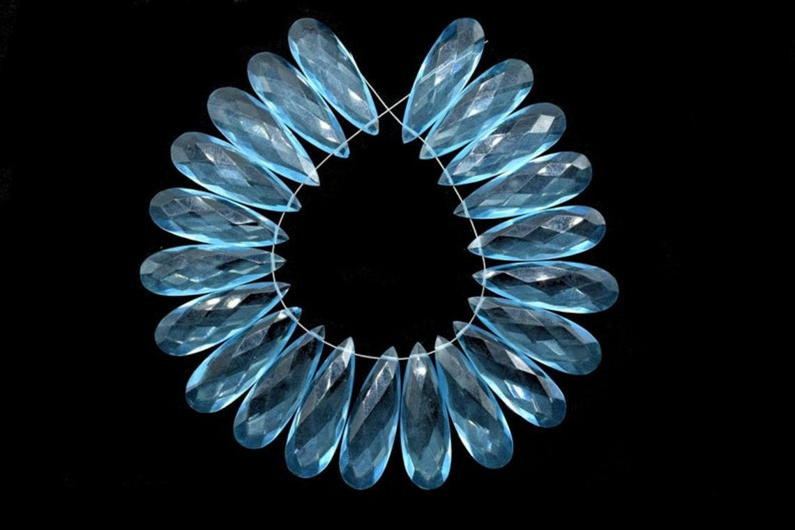 Sky Topaz Long drop 10x30mm Briolettes,Sky Topaz Briolette Beads,Sky Topaz Calibrated Beads,Sky Topaz Pair Briolette,Sky Topaz long teardrop