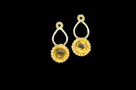 Citrine Designer Pendant/Jewelry making Stone/Citrine Pendant Charm/Handmade Jewelry Component/Citrine Round Shape Stone/Connector/Gift