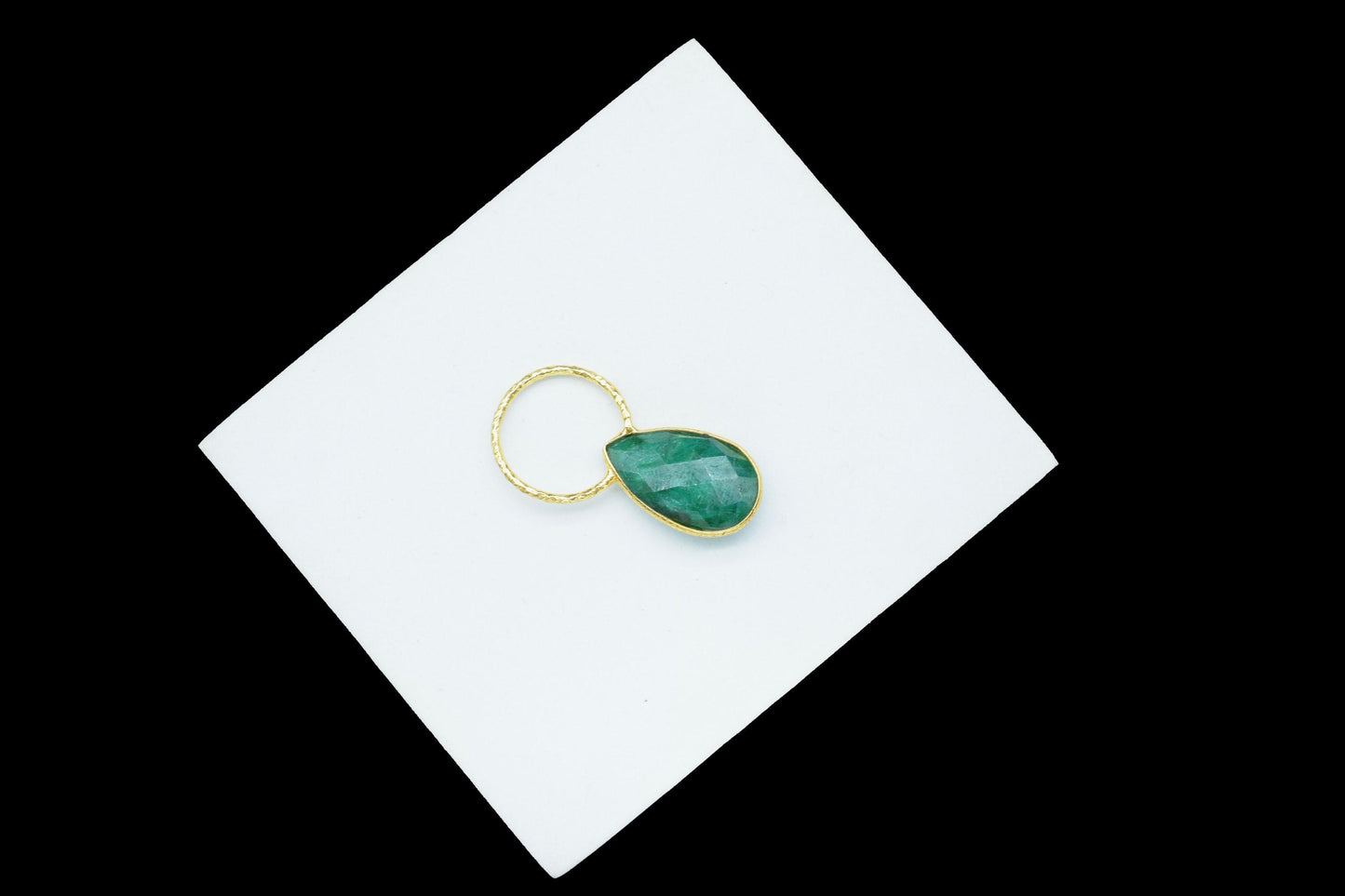 Emerald Jewelry Pendant/Emerald Charms Pendant/Gold Plated Jewelry/Brass Connector Charms/Handmade Jewelry/Women Jewelry/B'day Gift