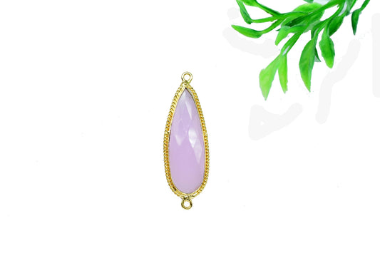 Rose Quartz Gemstone 10x30mm Pear shape charm,Rose Quartz Checker Board cut Pendant,Gemstone connector,Rose Quartz Pear Pendant Jewelry,Gift