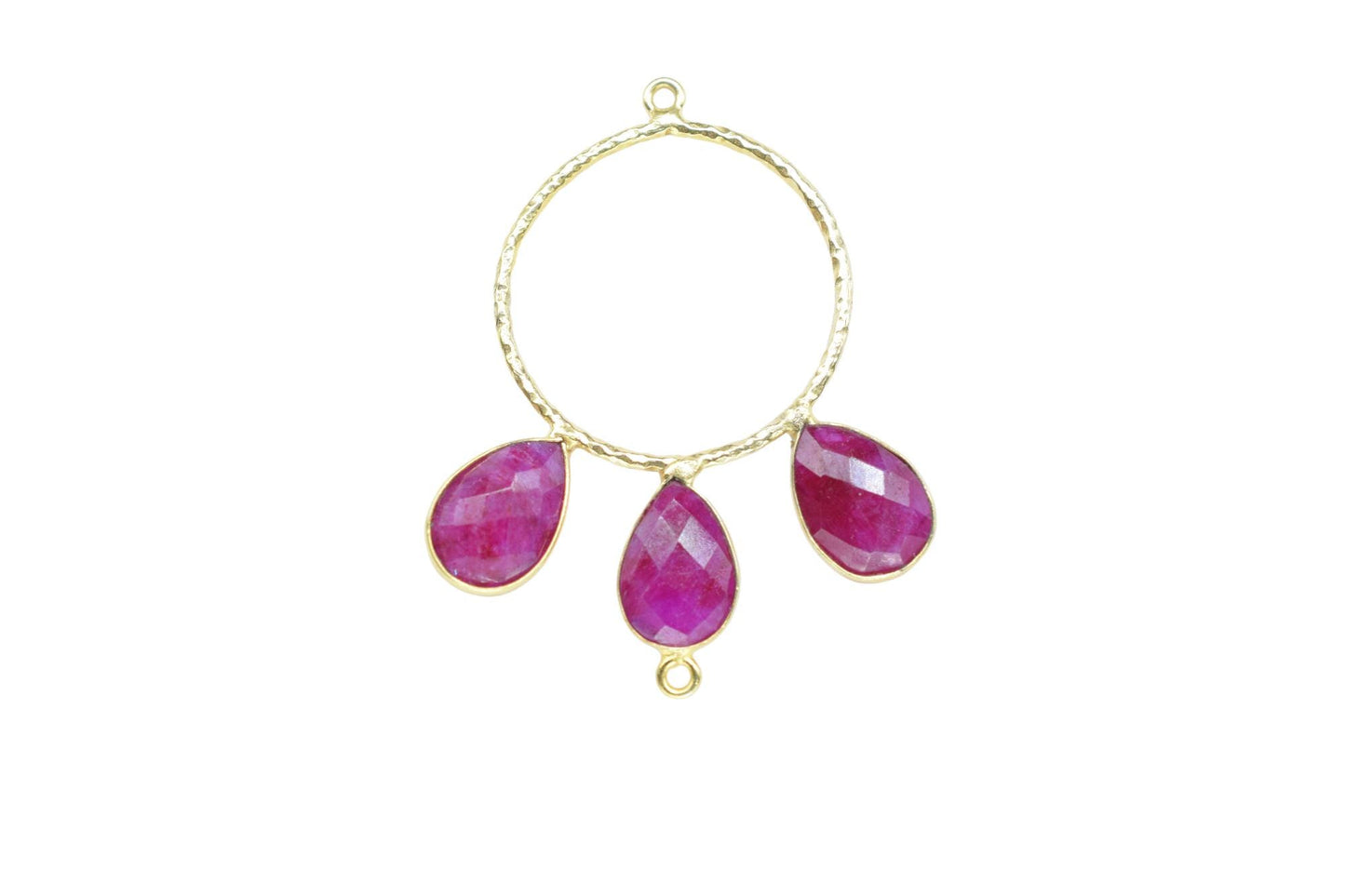 Ruby Charms Pendant/Gold Plated Jewellery/Connector Jewellery/Gemstone Jewellery/Brass Connector Jewellery/Double Bail Pendant/B'Day Gift