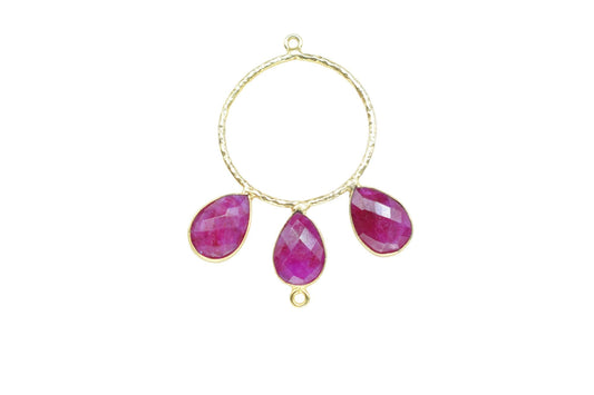 Ruby Charms Pendant/Gold Plated Jewellery/Connector Jewellery/Gemstone Jewellery/Brass Connector Jewellery/Double Bail Pendant/B'Day Gift