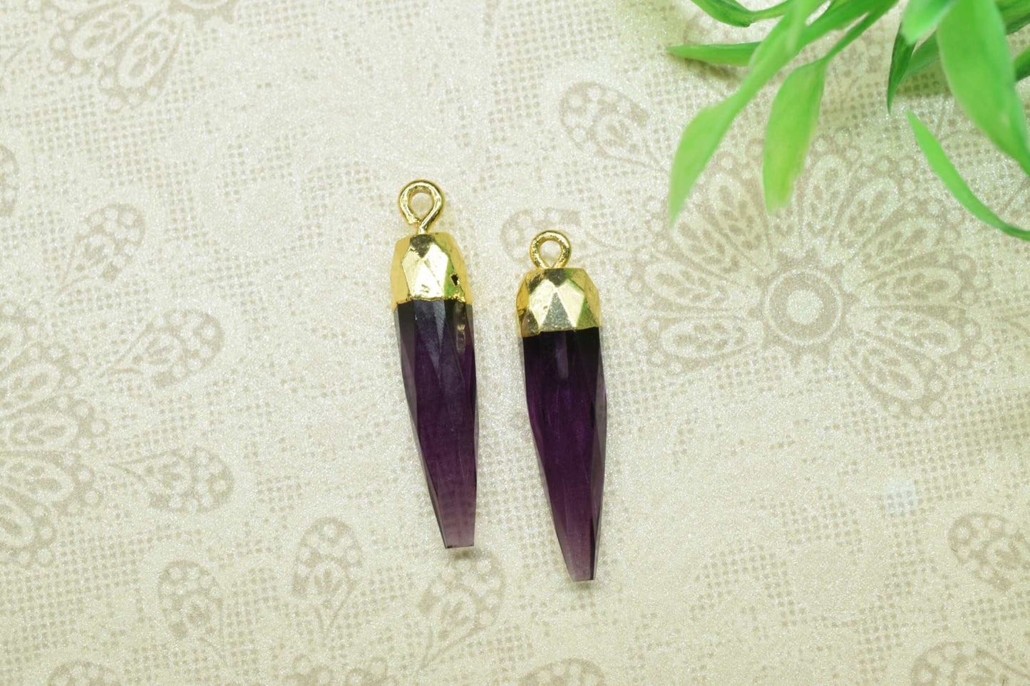 Amethyst Pencil Connector,Amethyst spike Pendant necklace Jewelry Making,Gemstone Single Bail Pendant,Handmade Faceted Spike Pointed Charm